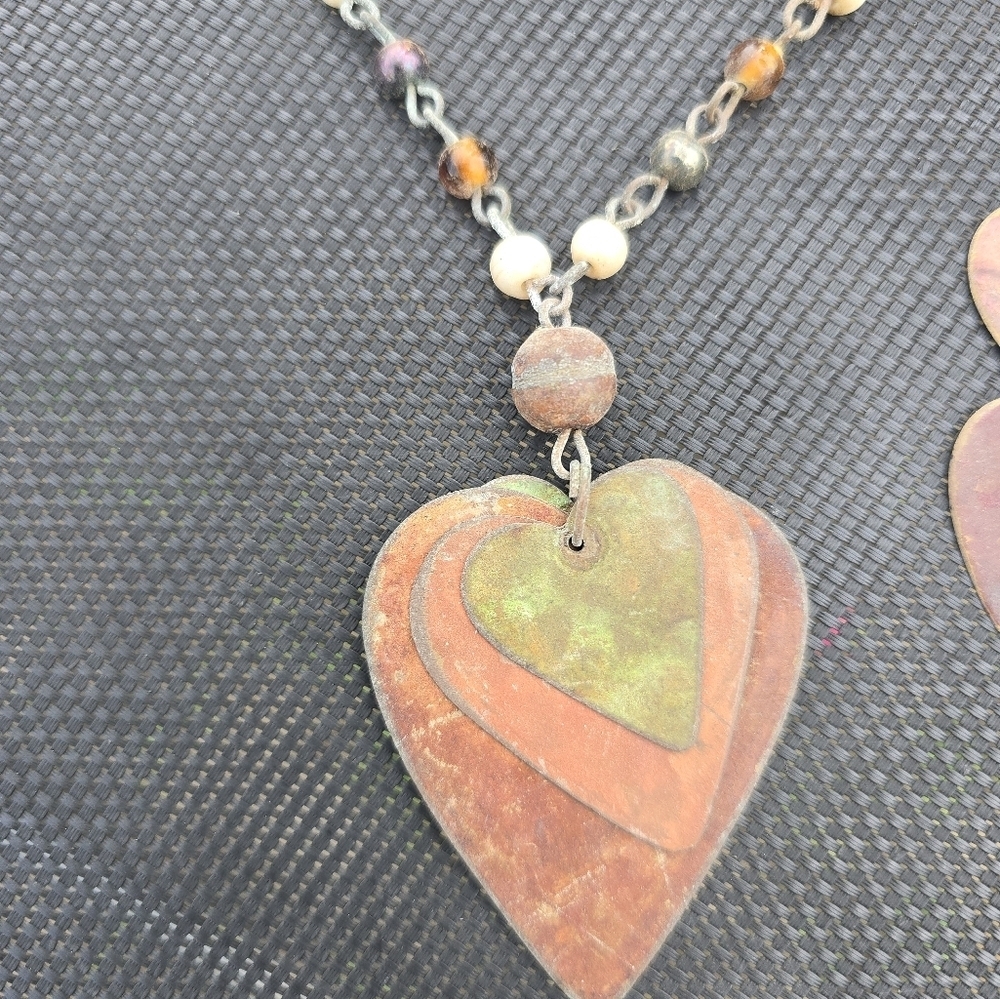 Metal Multi Colored jewelry lot Heart Boho Industrial Statement Necklace set - Picture 4 of 6